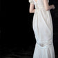 Gorgeous Mermaid Puffle Embroidery Pearl White Chiffon Prom Dress Evening Dress SH2133