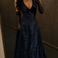 Navy Blue A Line Halter Shiny Beaded Tulle Prom Dress Evening Dress SH8279