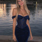 Stunning Mermaid Off the Shoulder Lace Velvet Long Prom Dress Evening Dress SH8273