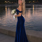 Stunning Mermaid Off the Shoulder Lace Velvet Long Prom Dress Evening Dress SH8273