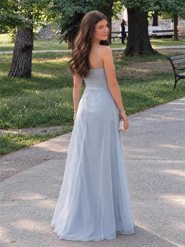 Elegant Pale Blue Square A-line Prom Dress, Evening Dress SH8267