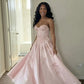 Pink A Line Sweetheart Neck Exquisite Embroidery Tulle Prom Dress Evening Dress SH8280