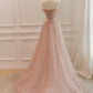 Pink Sparkle A-line Sequins Tulle Long  Formal Dress Prom Dress SH1639