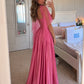 Sweety Pink A Line Strapless Tulle Satin Long Prom Dress Evening Dress SH8274