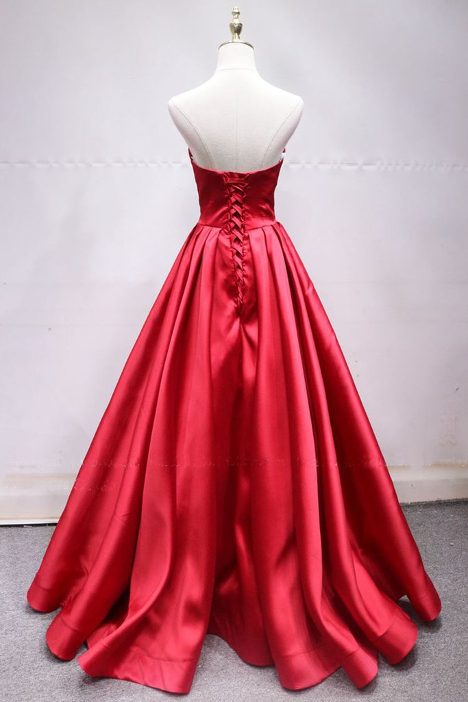 Elegant A Line Strapless Satin Bow Formal Prom Dress Party Dress SH1666