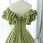 Elegant A Line Green Satin Long Prom Dresses Evening Dresses SH1677