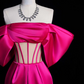 Simple Mermaid Off-the-shoulder Rose Red Satin Long Prom Dress Evening Dress SH1673