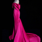 Simple Mermaid Off-the-shoulder Rose Red Satin Long Prom Dress Evening Dress SH1673