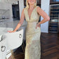 Elegant Sheath V Neck Satin Long Prom Dress Evening Dress SH1915