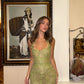Green Sheath Halter Sequin Beaded Lace Backless Prom Dress Evening Dress SH6477