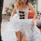 A Line Sweetheart Bow Polka Dot Layered Tulle Evening Dress Prom Dress SH1675