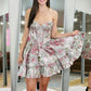 Gorgeous A Line Sweetheart Grey Pink Printed Corset Homecoming Dress SH7753