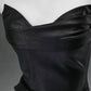 Black Mermaid Strapless Satin Long Prom Dress Evening Dress SH1826