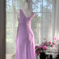 Simple Purple A Line V Neck Layered Chiffon Homecoming Dress Outfits SH4330
