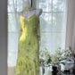 Stunning Mermaid Spaghetti Strap Beaded Green Chiffon Prom Dress Evening Dress SH3210