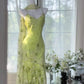 Stunning Mermaid Spaghetti Strap Beaded Green Chiffon Prom Dress Evening Dress SH3210
