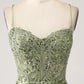 Mermaid Spaghetti Straps Lace-up Back Sequin Satin Prom Dress With Slit SH1567
