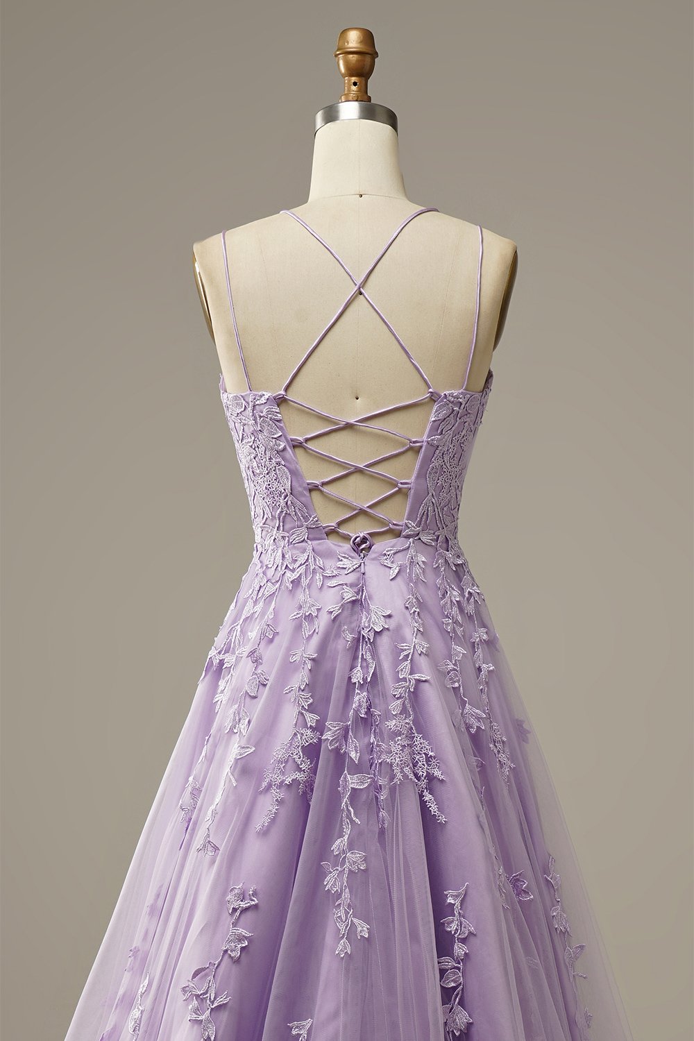 Purple tulle lace long prom dress formal dress S180