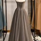Grey Tulle Long Banquet Party Dress Sweetheart A Line Custom Size Prom Dress KS6525