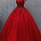 Red Tulle Long Off the Shoulder Sweet 16 Dress, Red Party Gown KS6097