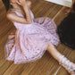 Cute Straps Pink Lace Homecoming Dress SA582