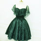 Beautiful Lace Green Off Shoulder Knee Length Party Dress, Homecoming Dress SA588