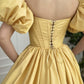 Yellow satin long prom dress yellow evening dress SA1059