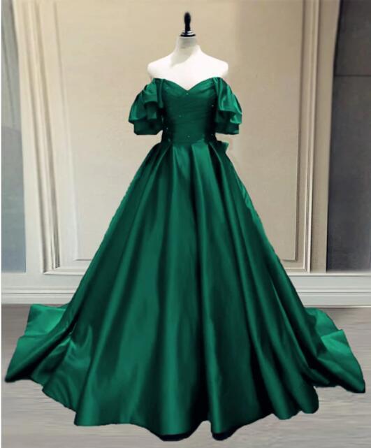 Ball Gown Princess Satin Off The Shoulder Prom Dresses,D2201