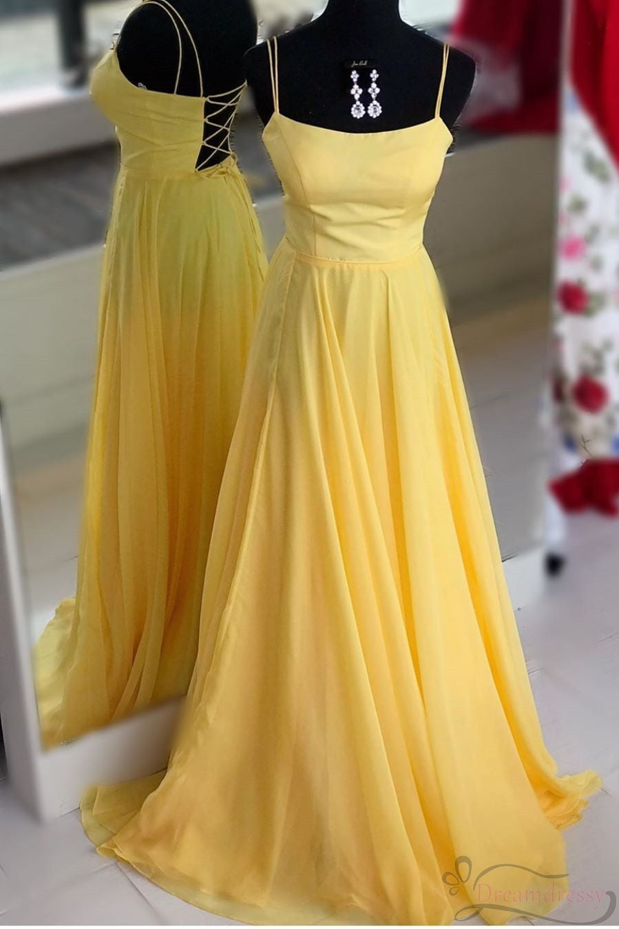 Yellow Prom Dresses,Sweetheart Prom Dress P3084