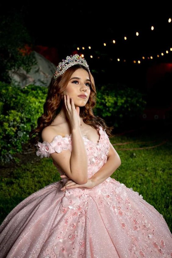 tulle princess off shoulder long formal prom dress, long strapless pink flower appliqués evening dress N1350