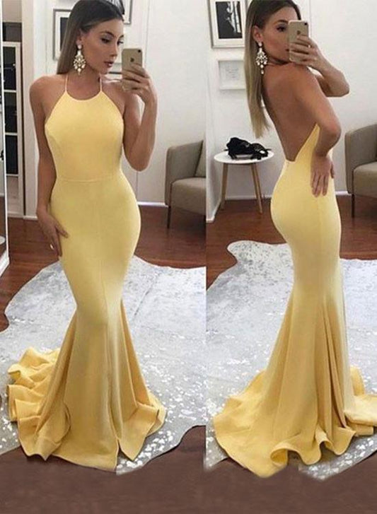 Yellow mermaid long prom dress,yellow evening dress KS4262