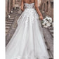 Fashion Appliques Tulle Ball Gown Wedding Dress T990