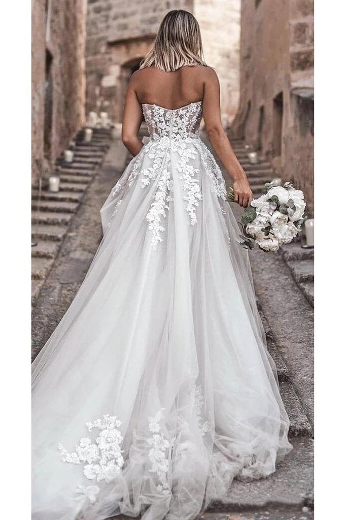 Fashion Appliques Tulle Ball Gown Wedding Dress T990