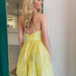 Yellow tulle lace short prom dress, yellow homecoming dress KS7874