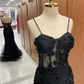 Sexy Black Mermaid Lace Long Prom Dress Evening Dress  SH564