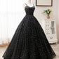Black Tulle Satin Sweetheart Neck Long Prom Dress, Evening Dress KS7636