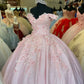 Princess Floral Off the Shoulder Tulle Quinceanera Dress Ball Gown N1350