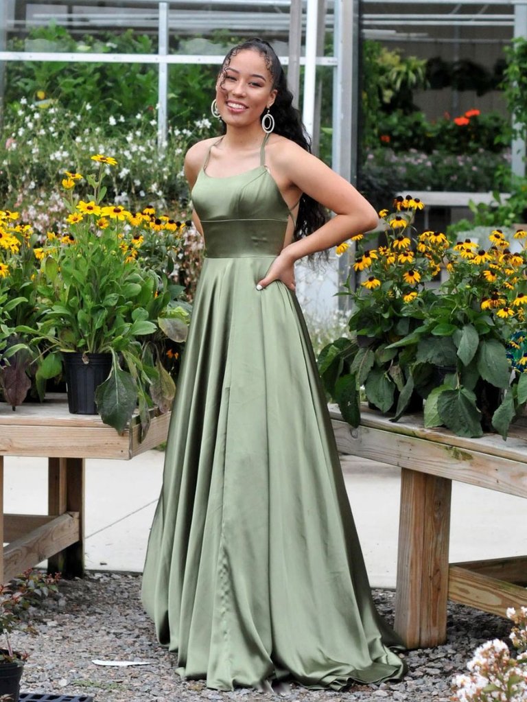 Simple green satin long prom dress, green evening dress SA163 – shinydress