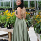 Simple green satin long prom dress, green evening dress SA163