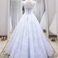 Light blue tulle lace long prom dress, blue evening dress SA26