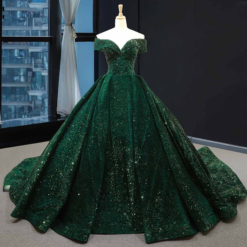 Deep Green Long Quinceanera Dresses Sweet 16 Prom Dress Pageant Dress KS7195