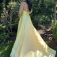 Yellow satin long prom dress simple evening dress KS1266