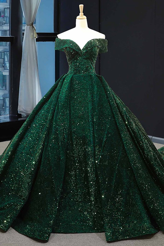 Deep Green Long Quinceanera Dresses Sweet 16 Prom Dress Pageant Dress KS7195