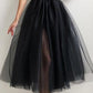 A-line White Tulle Spaghetti Straps Modest Prom Dresses D112
