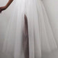 A-line White Tulle Spaghetti Straps Modest Prom Dresses D112