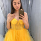 Yellow tulle long prom dress evening dress A20