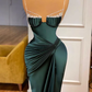 GORGEOUS DARK GREEN SPAGHETTI-STRAPS MERMAID PROM DRESS WITH BEADINGS AS01