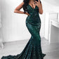 GREEN SEQUINS PROM PARTY GOWNS| MERMAID EVENING PARTY DRESS SA115