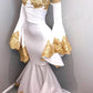 LONG SLEEVES PARTY GOWNS WITH GOLD APPLIQUES PROM DRESS SA82