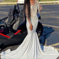 LONG SLEEVES PROM PARTY GOWNS BEADING MERMAID EVENING GOWNS SA96